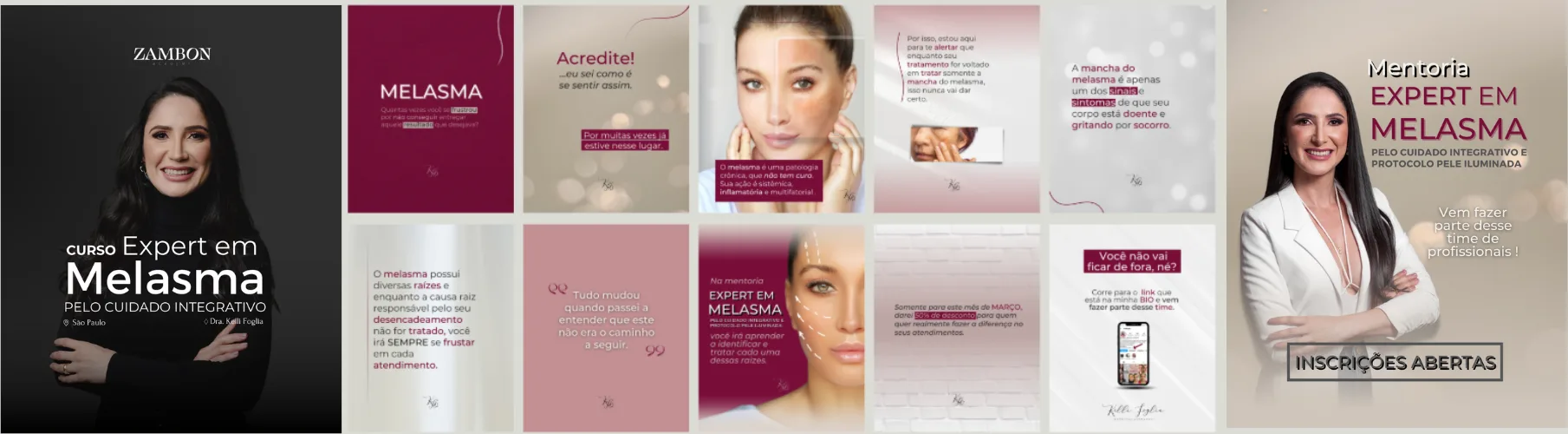 Peças do curso Expert em Melasma, da Dra. Kelli Foglia